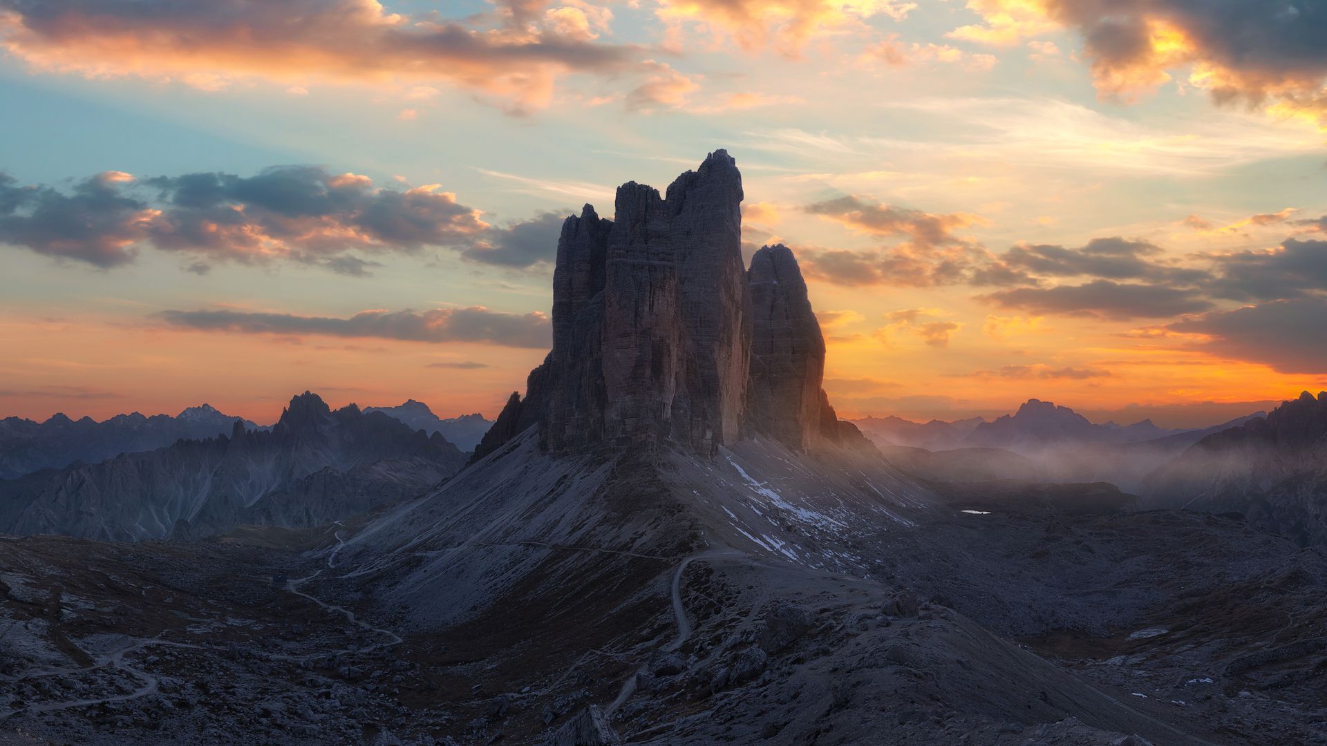 Sonnenuntergang in den Dolomiten